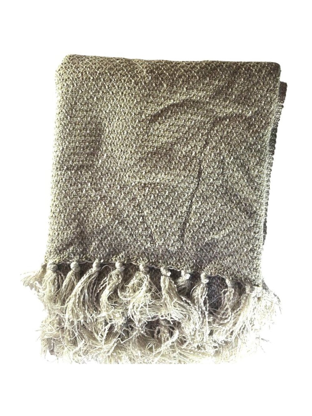 Martha Stewart Collection Blanket Beige Woven Throw  Fringe Acrylic neutral